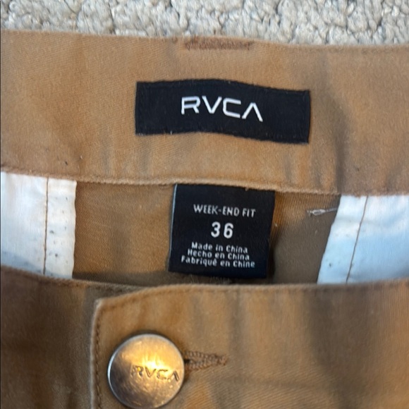 RVCA  Men's Weekend stretch chinos. Dark khaki- like new. 36/26.5 hemmed - Picture 2 of 6